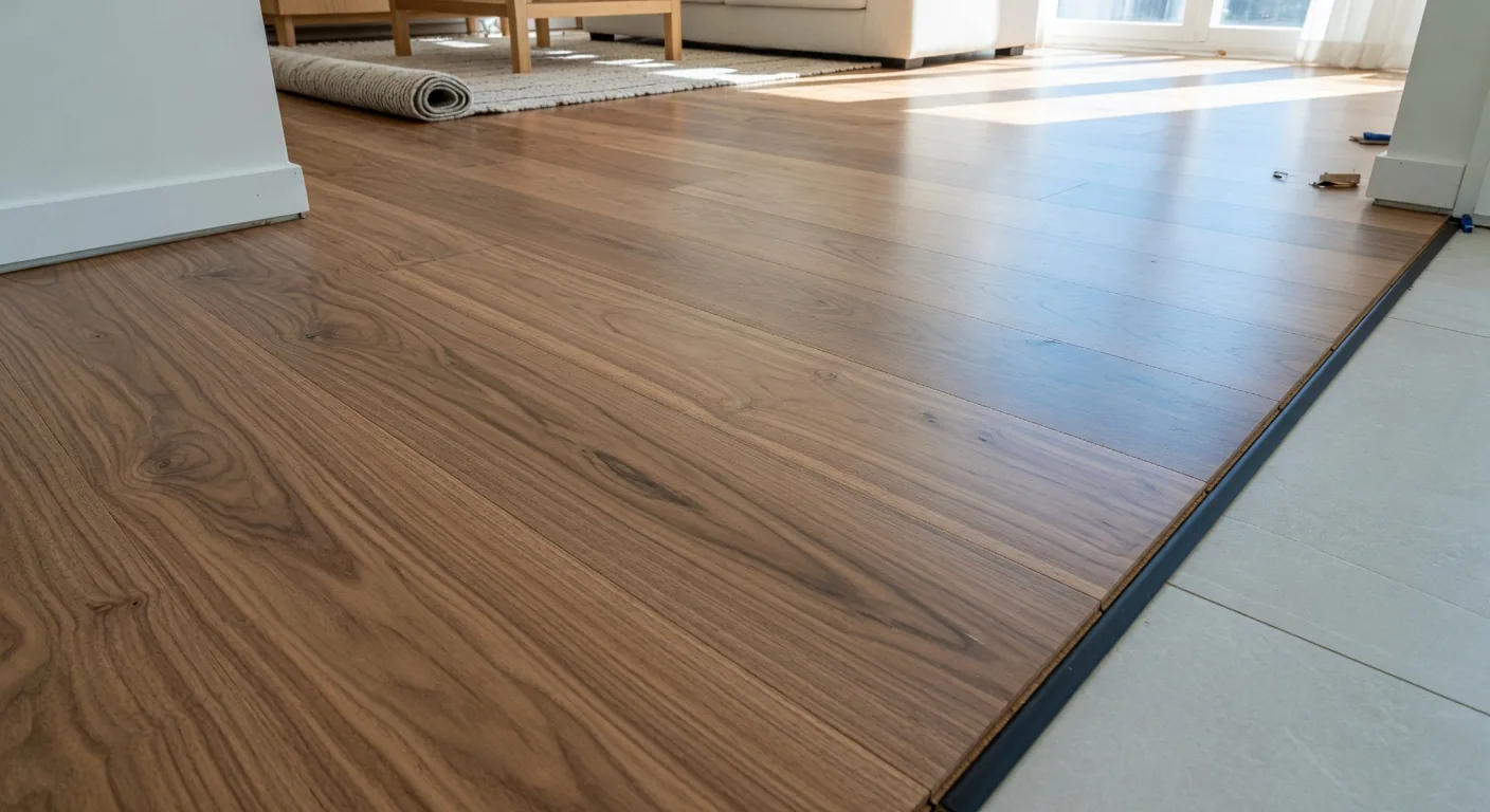 Beautifully finished hardwood flooring installation with clean transitions in a Savannah area home after professional handyman services
